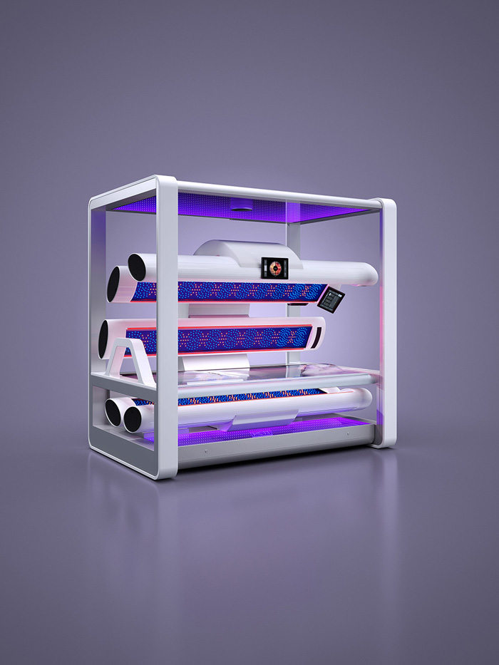 Professional K11 Air UV sunbed with red light therapy technology used for stand-up tanning sessions at The Tanning Shop UK