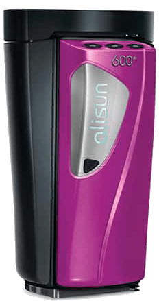 Alisun V600 standing tanning sunbed in pink – vertical UV tanning beds at The Tanning Shop UK
