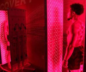 Red light therapy panel treatment session at The Tanning Shop UK
