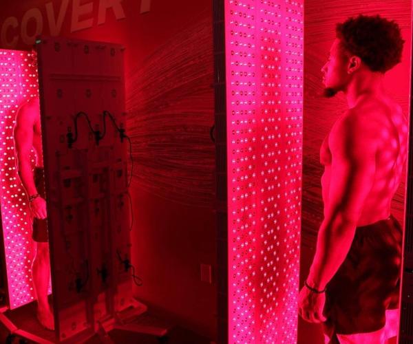 Red light therapy panel treatment session at The Tanning Shop UK