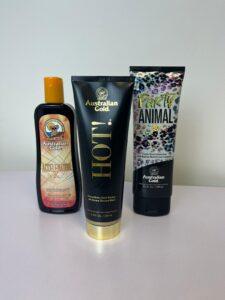 Australian Gold Accelerator HOT and Party Animal tanning lotion products at The Tanning Shop UK