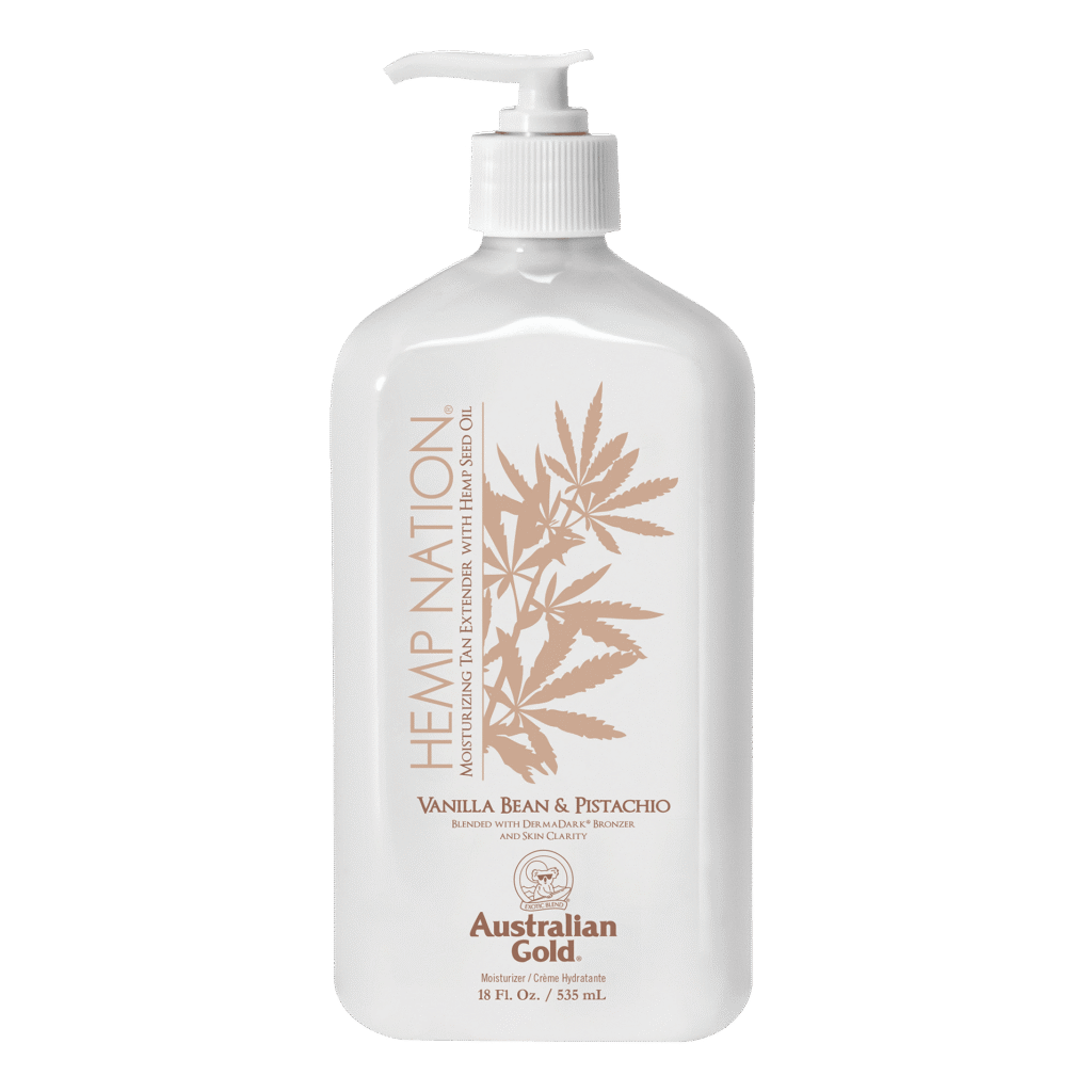 Hemp Nation Vanilla Bean Pistachio Product Australian Gold Hemp Nation Vanilla Bean & Pistachio moisturizing tan extender with hemp seed oil, 535ml pump bottle.