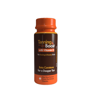 Tanning Boost juicy orange flavour tanning and beauty drink with vitamin D and beta carotene for a deeper tan.