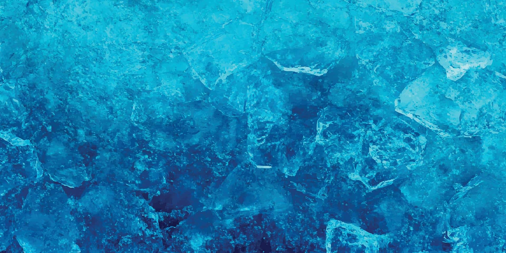 Close-up of blue ice texture with cracks and frost patterns representing cryotherapy treatment