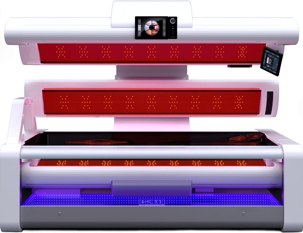 Megasun K11 Air Select Tanning Bed Open View – Professional Sunbed with Red Light Collagen Boost at The Tanning Shop UK