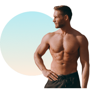 Man stretching his shoulder before a workout, highlighting red light therapy benefits for muscle recovery and joint pain relief at The Tanning Shop UK